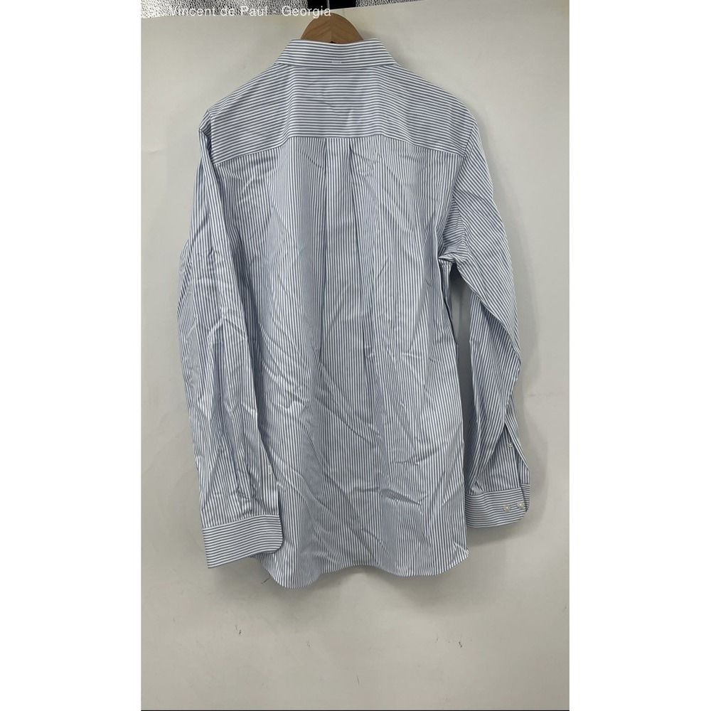 Duluth Trading Long Sleeve Stirped Button Down Shirt Men's Large Tall Blue White - Picture 4 of 8
